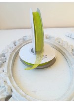 Панделка органза за декорация на ролка ширина 1 см цвят зелена ябълка
